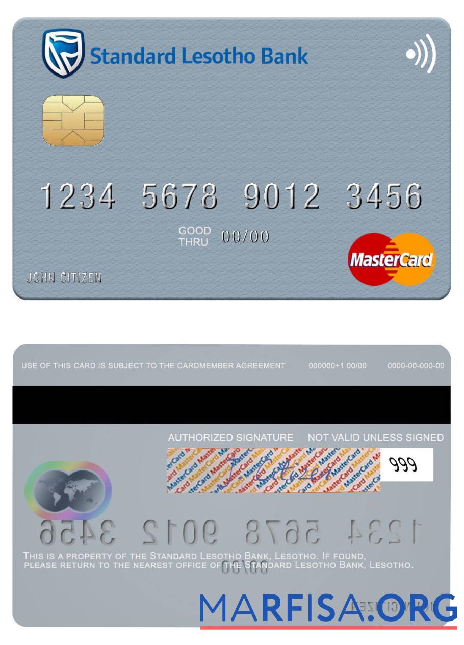 Printable Lesotho Standard Lesotho Bank mastercard download for verification